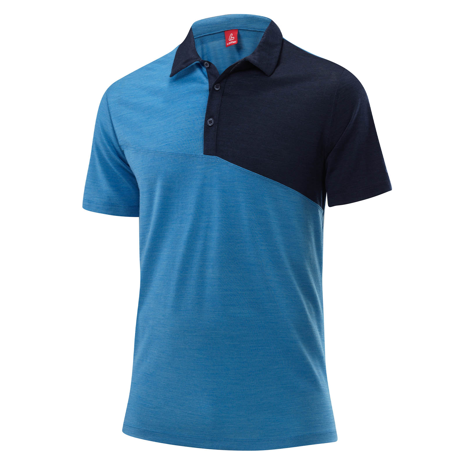 Löffler M Poloshirt CB Merino-Tencel Herren Outdoorshirt blau